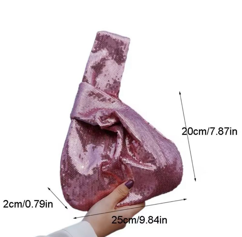 Sequin Knot Pouch Dusty Rose