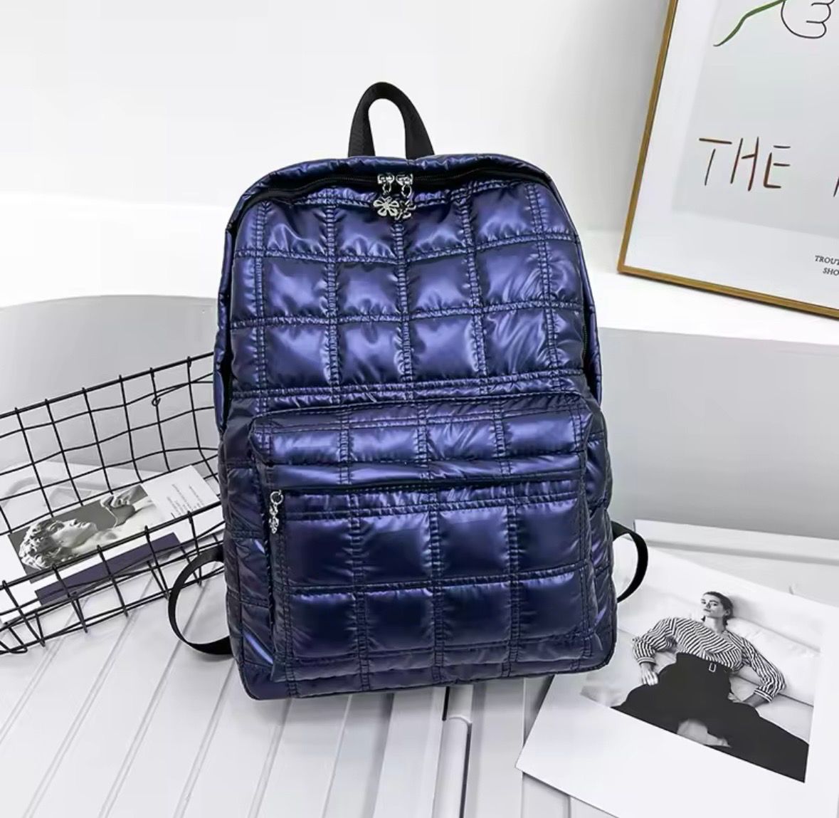 Blue Metalic Backpack