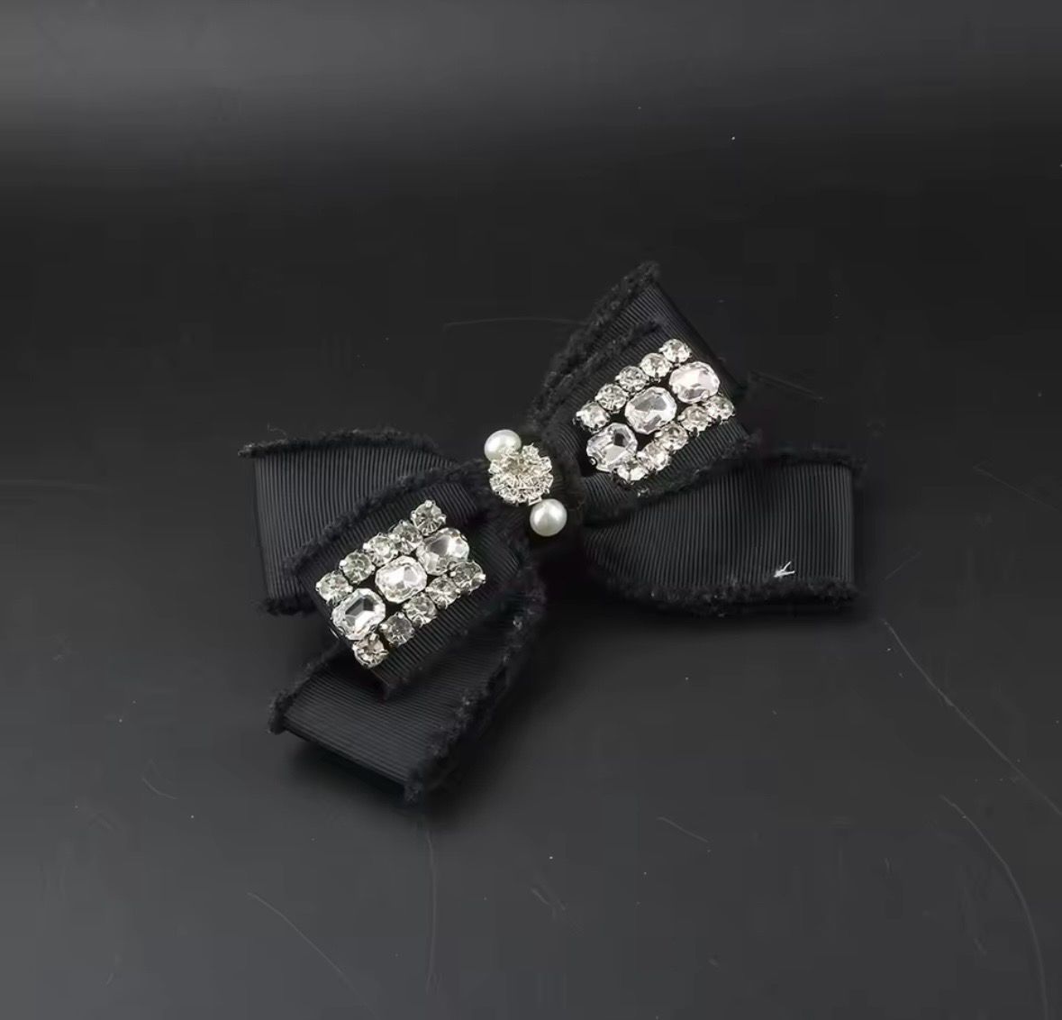 Denim Black Pearl Hairbow