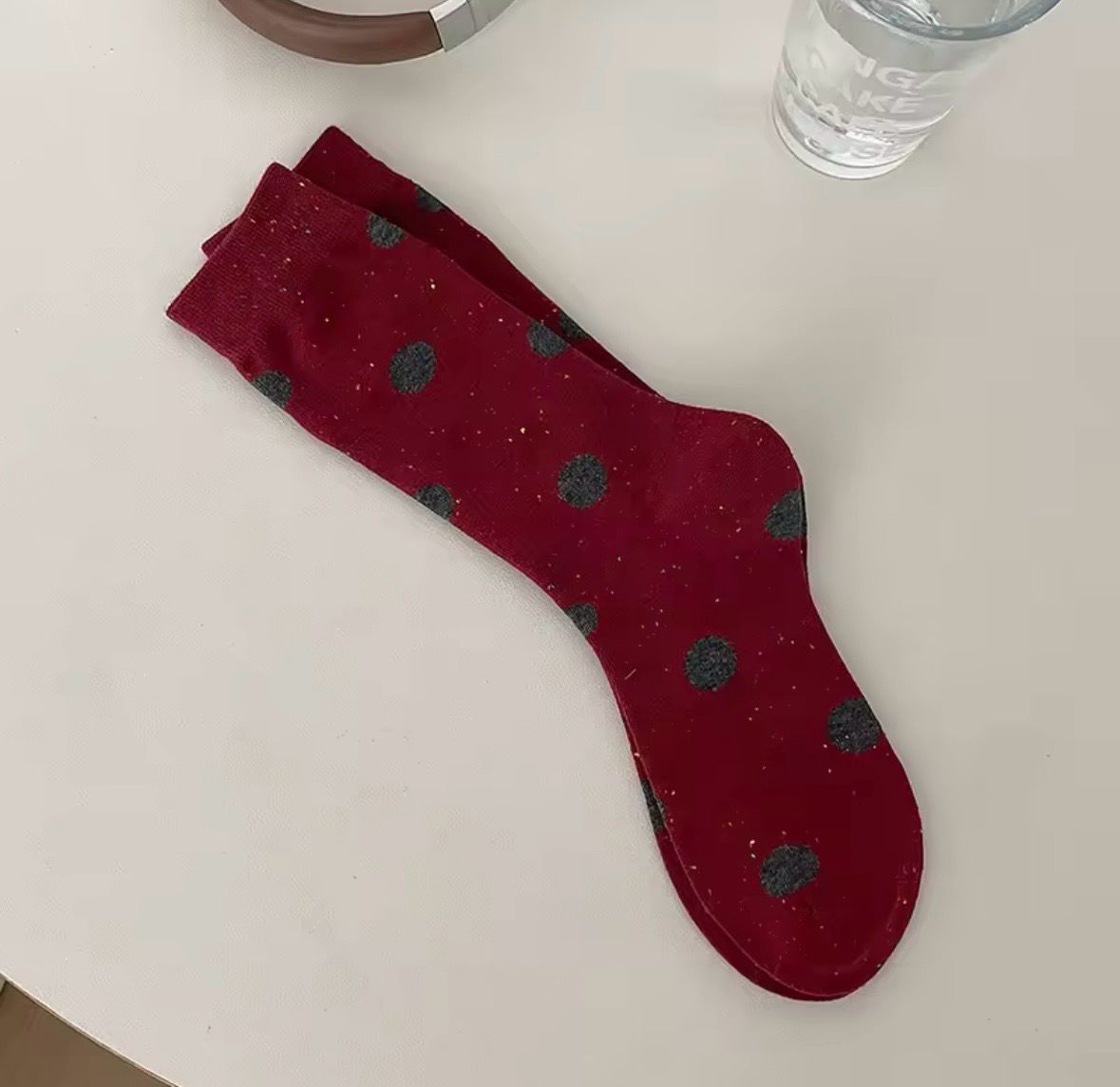 Red Wine Dots Socks