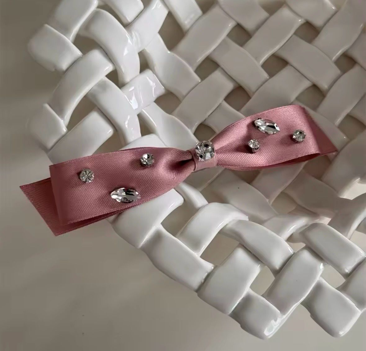 Pink Rhinestone Hairbow Pin