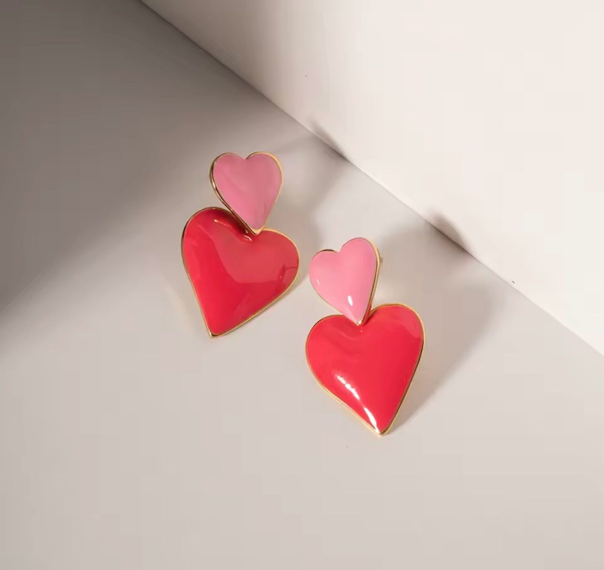 Pink Heart Drop Earrings