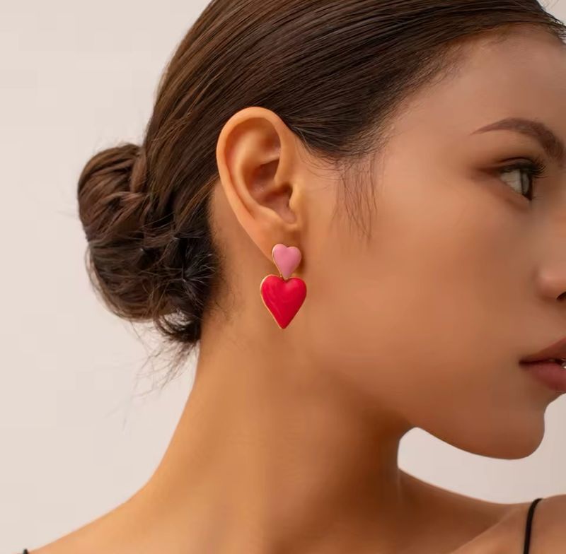 Pink Heart Drop Earrings