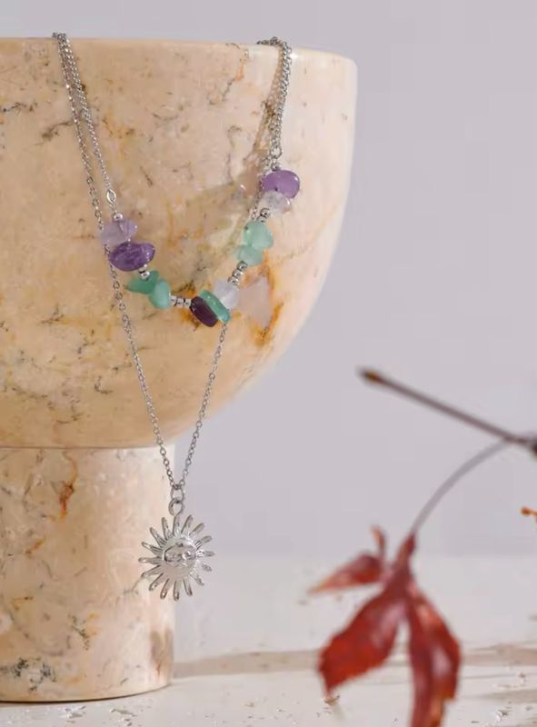 Silver Sun Double Necklace