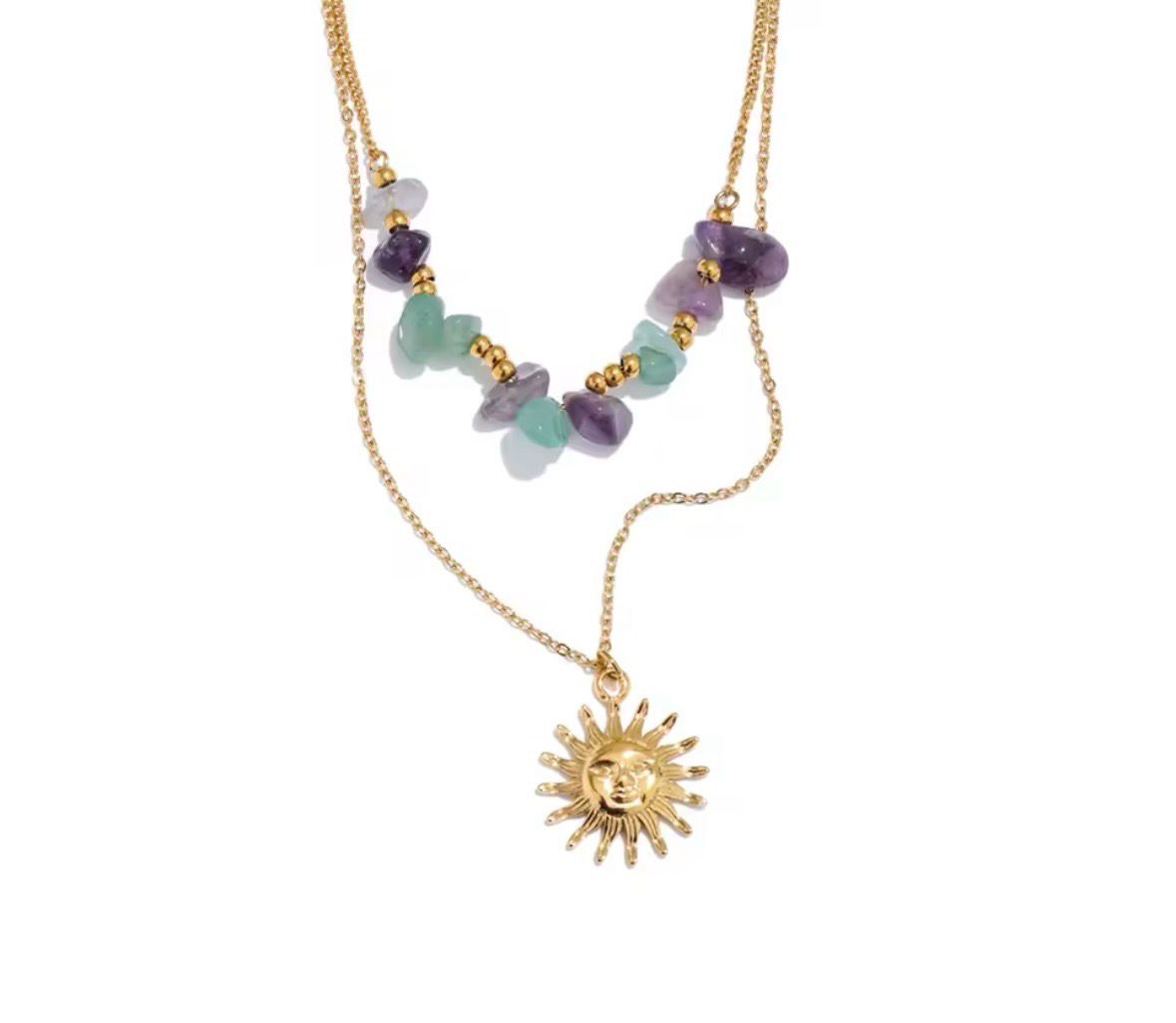 Gold Sun Double Necklace