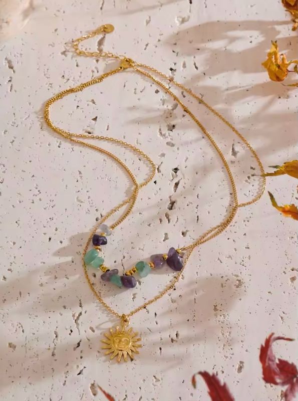 Gold Sun Double Necklace