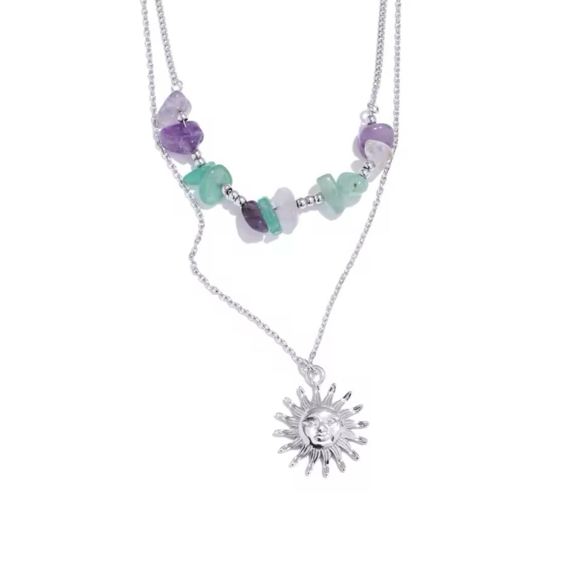 Silver Sun Double Necklace