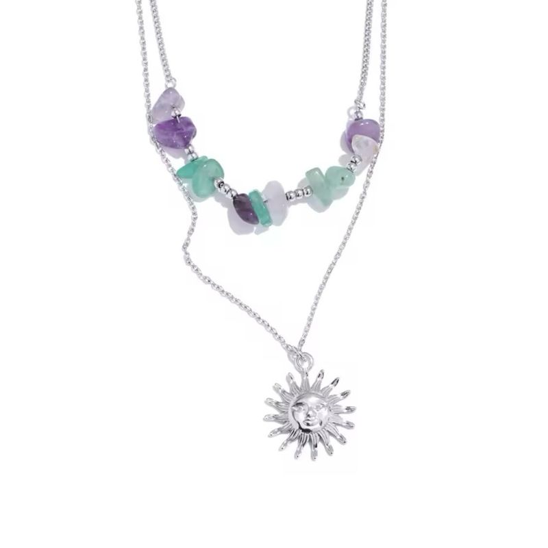 Silver Sun Double Necklace