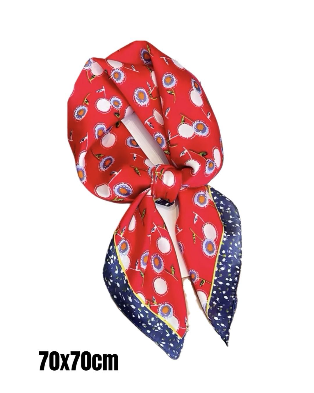 Red  Cotton Flower Scarf