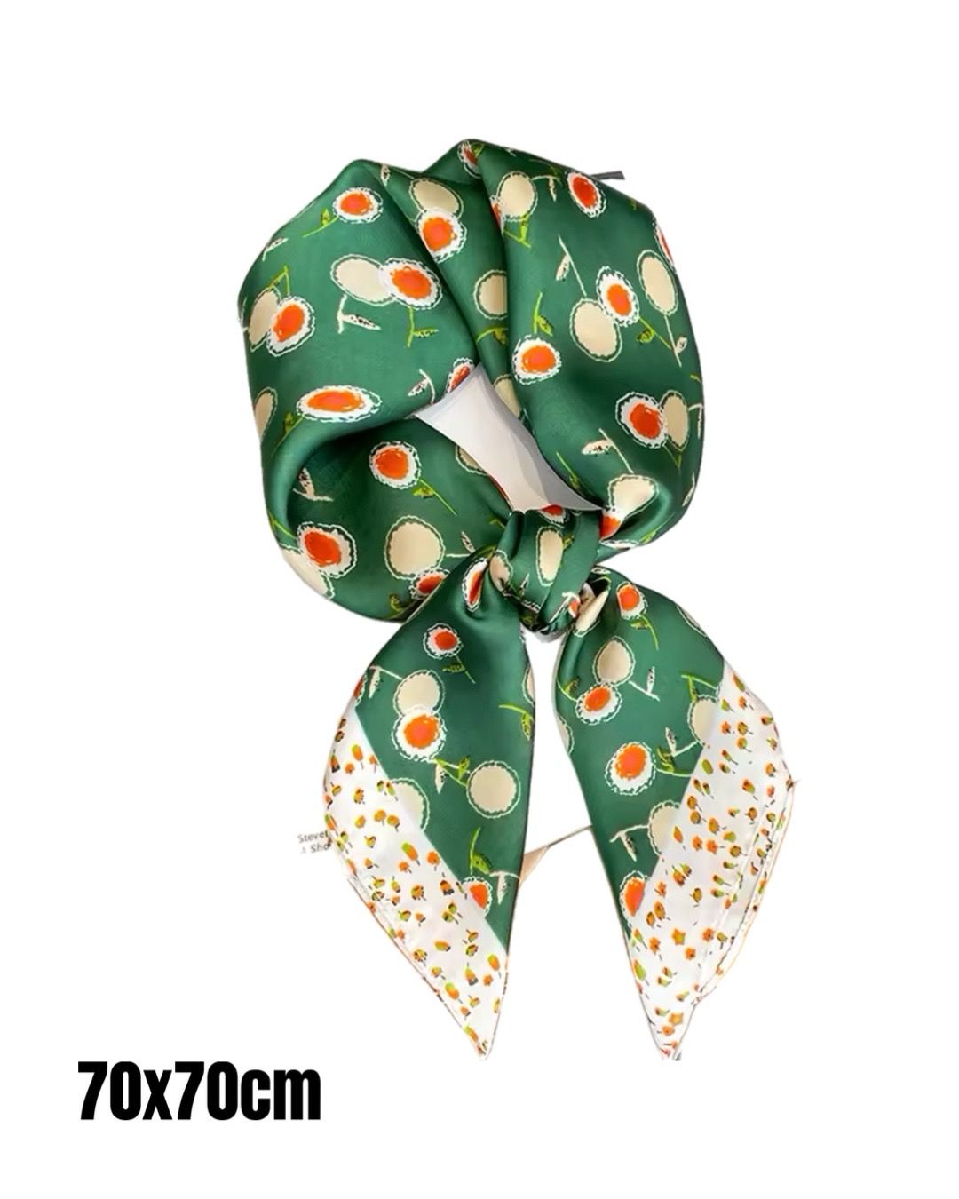 Green  Cotton Flower Scarf