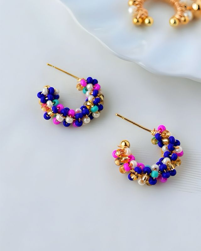 Argollas Azul Fucsia