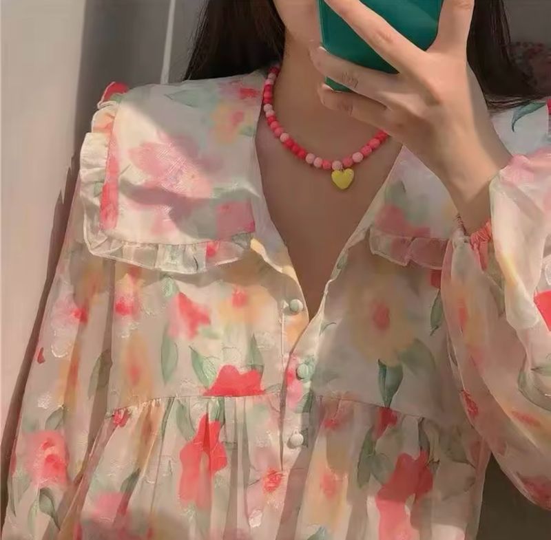 Pink yellow heart Necklace