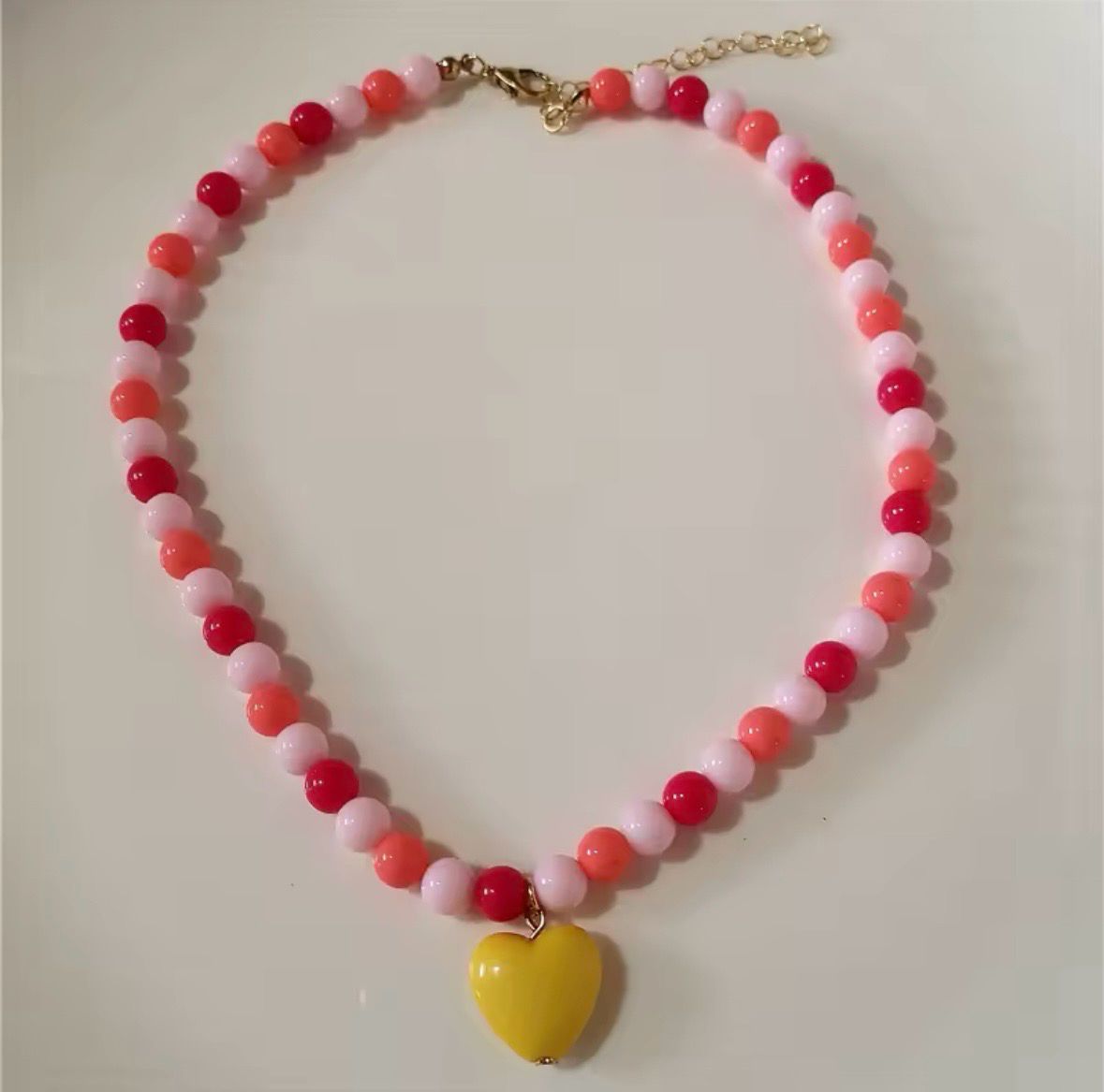 Pink yellow heart Necklace