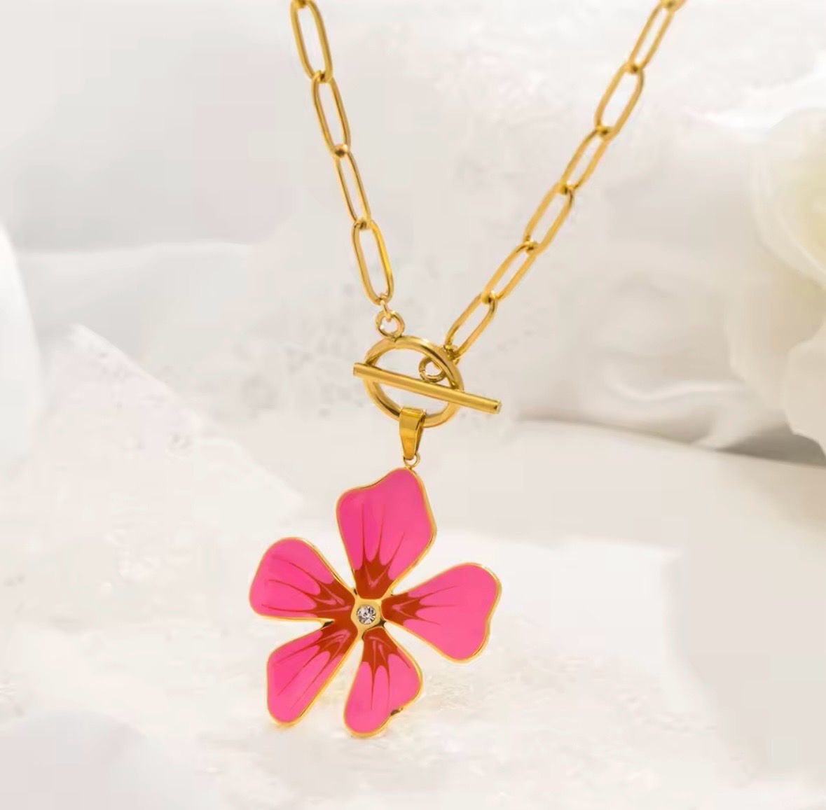 Pink Flower Necklace
