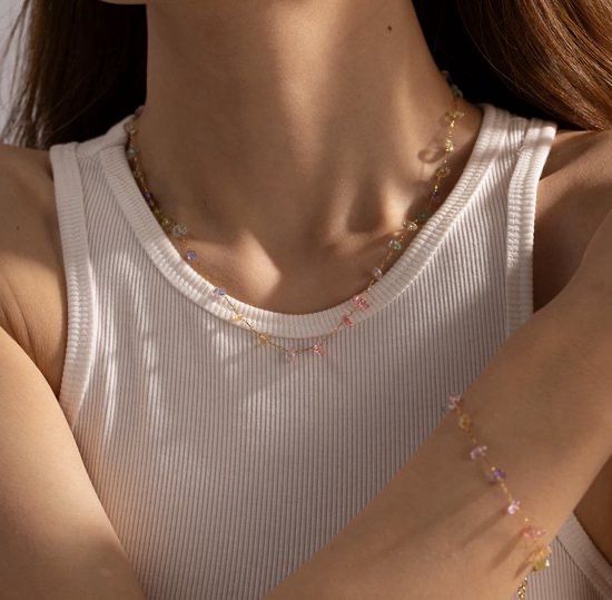 Delicate Colorful Stone Necklace
