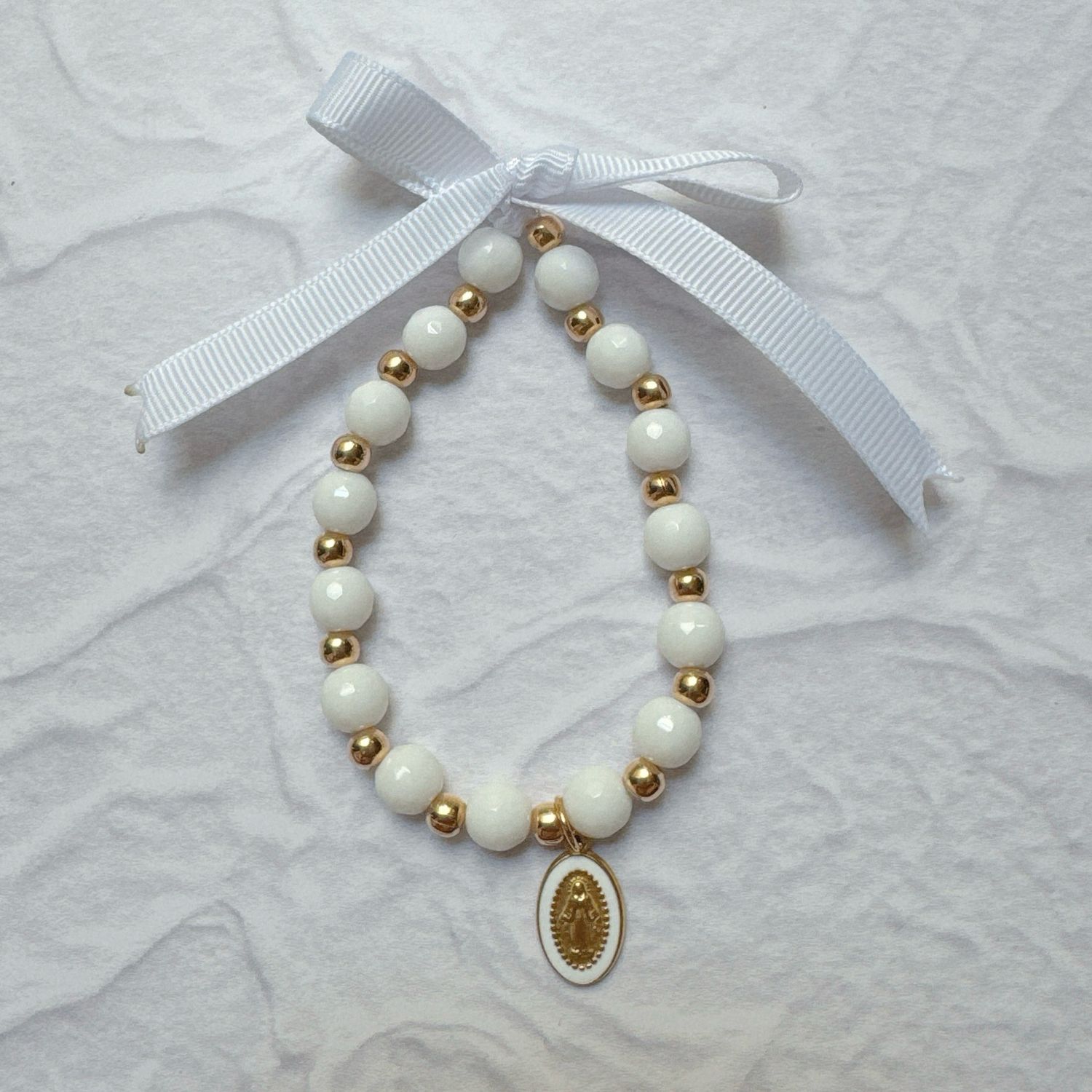 White Virgin Mary Bracelet