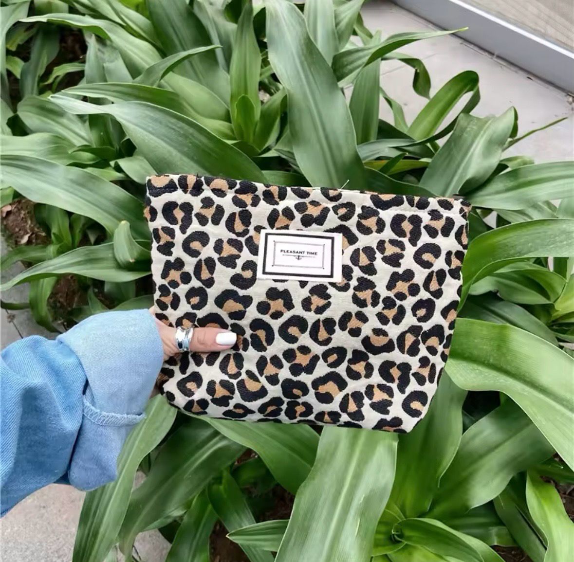 Brown Cheetah Print Makeup Bag