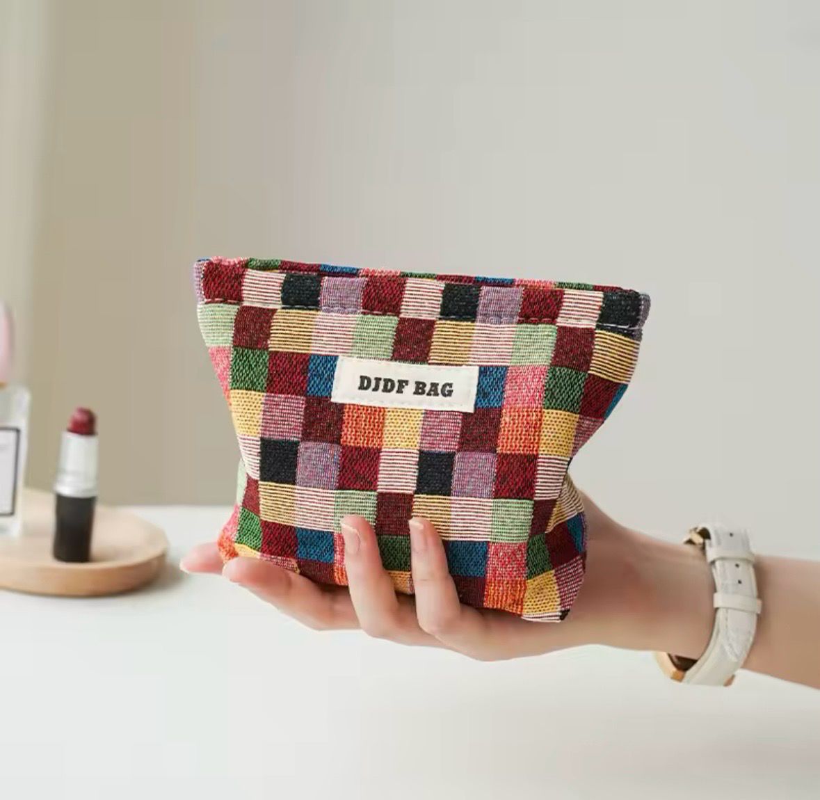 Mini Makeup Bag- Colorful Squares
