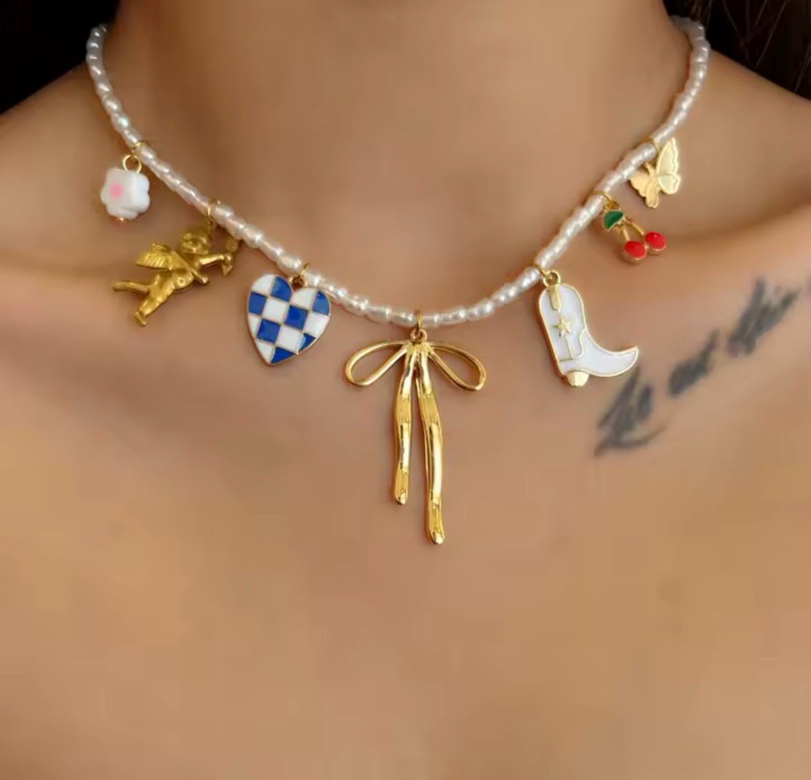 Pearls Charms Necklace