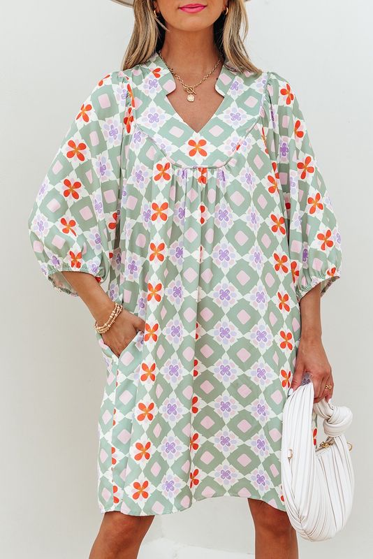 Green Geometric Floral Spring