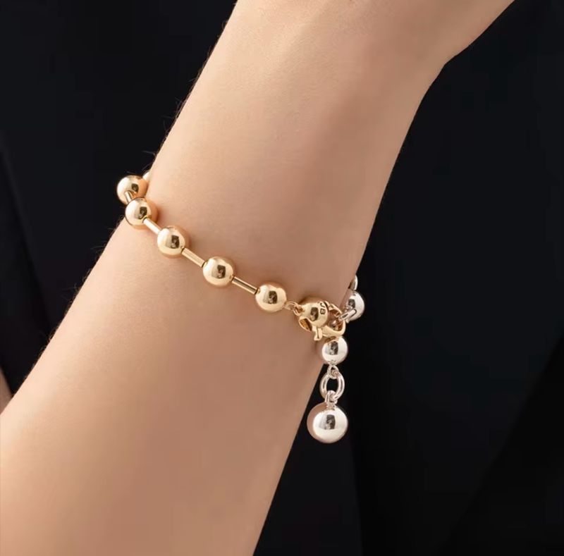 Silver-Golden Beads Bracelet