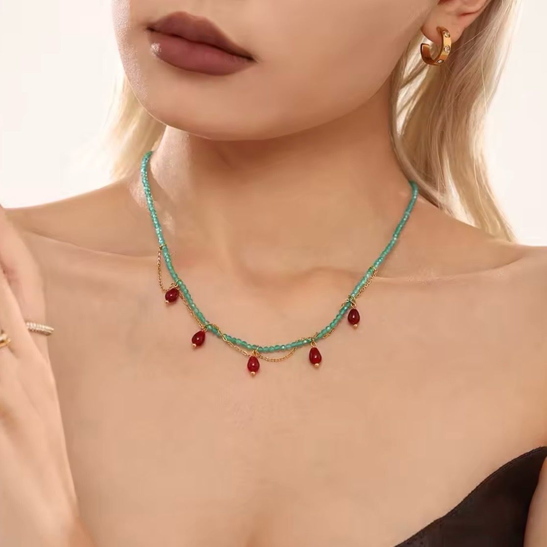 Red Turquoise Necklace Stone