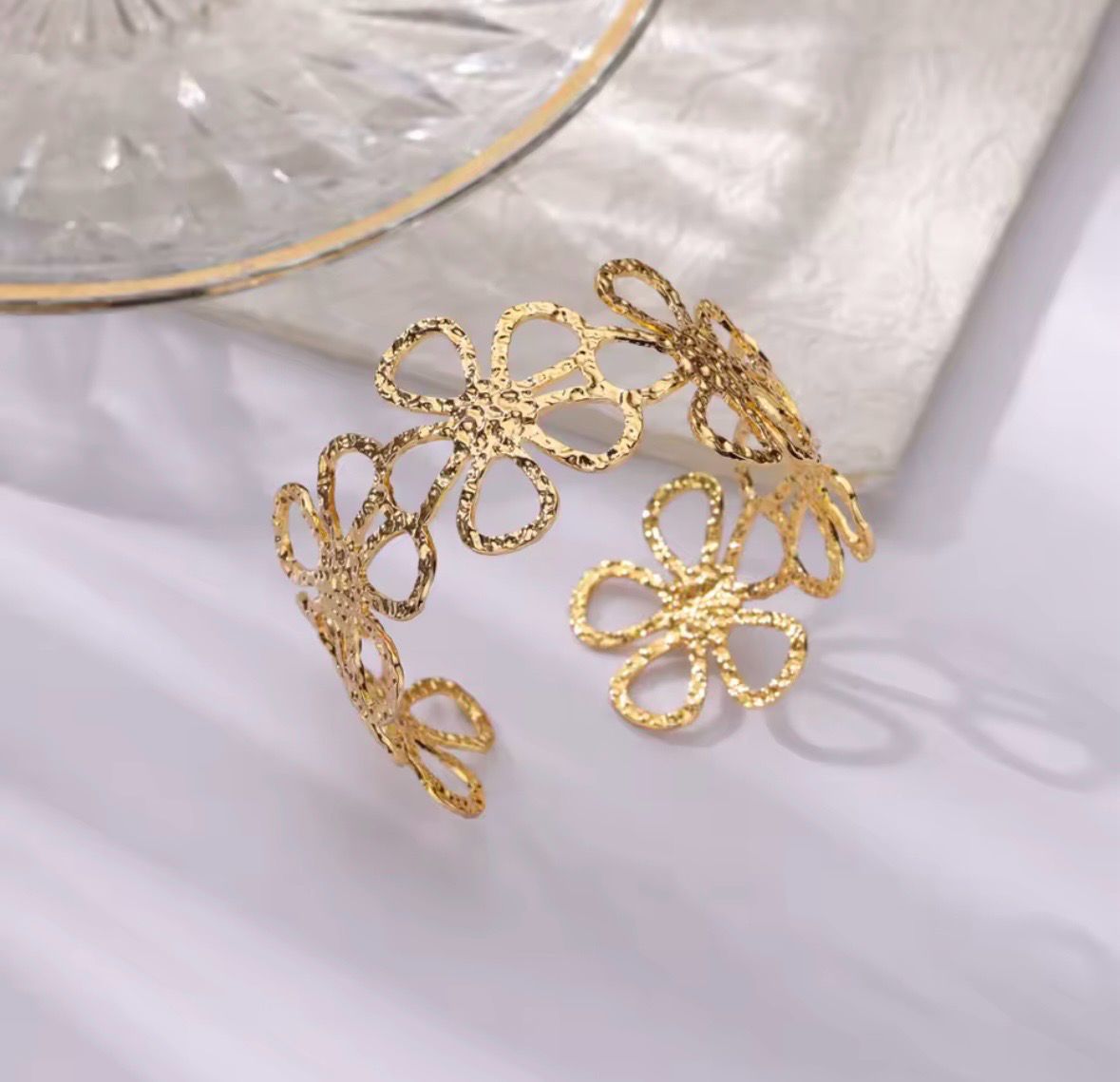 Hollow Flower Cuff Bracelet