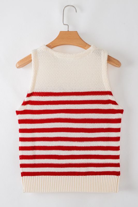 Blusa Tejida Rayas Rojas