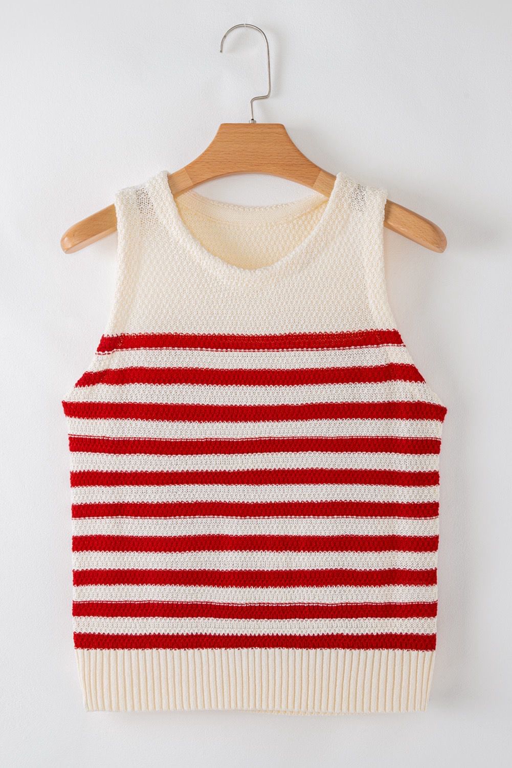 Blusa Tejida Rayas Rojas
