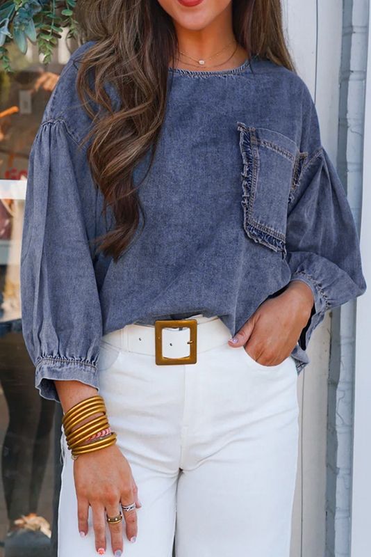 Denim Blouse 3/4