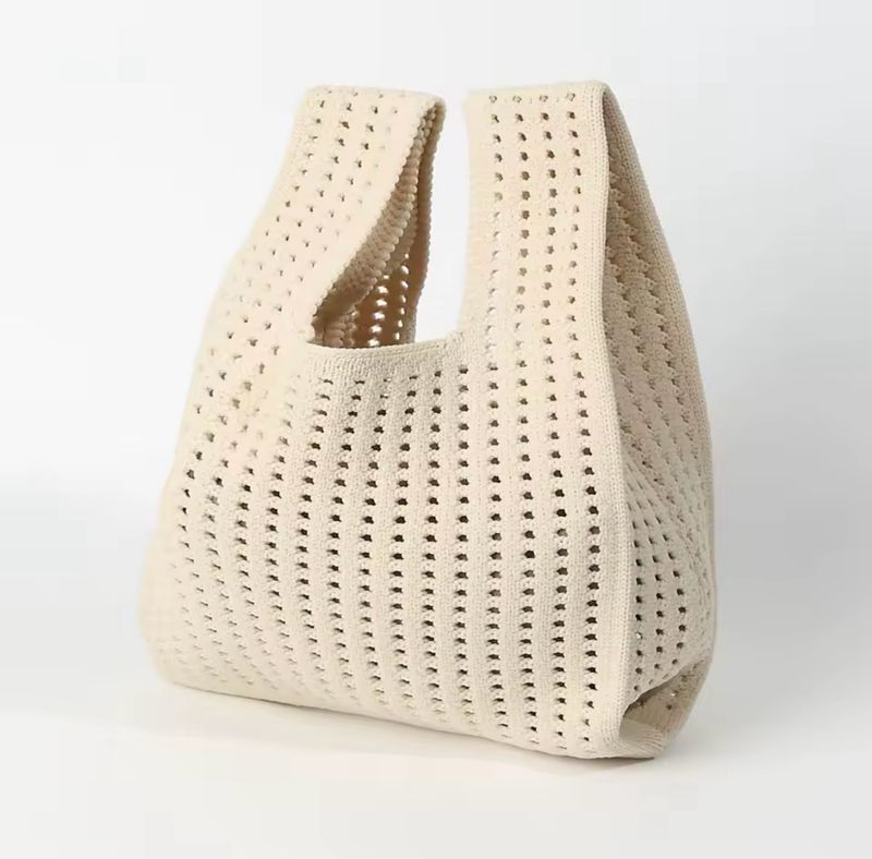 Beige Handmade Knit Handbag