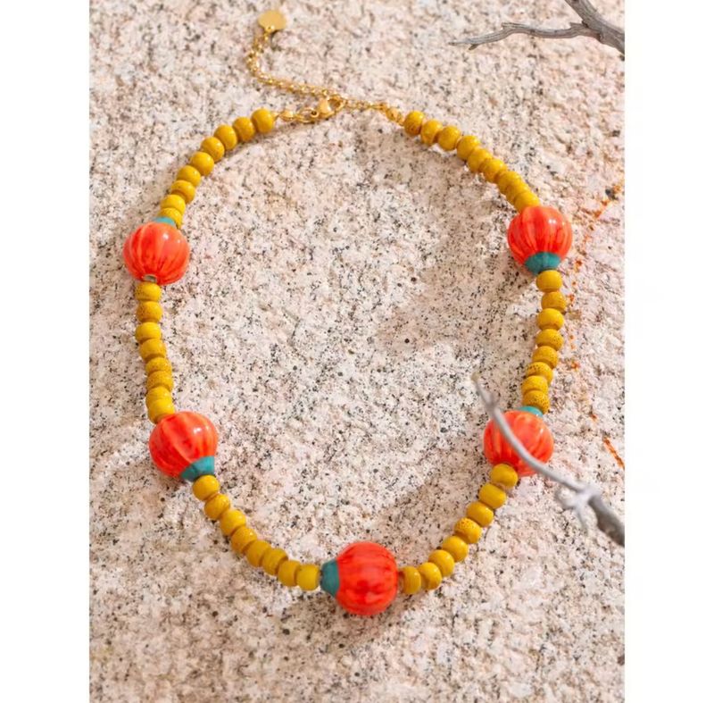 Pumpkin Beads Necklace