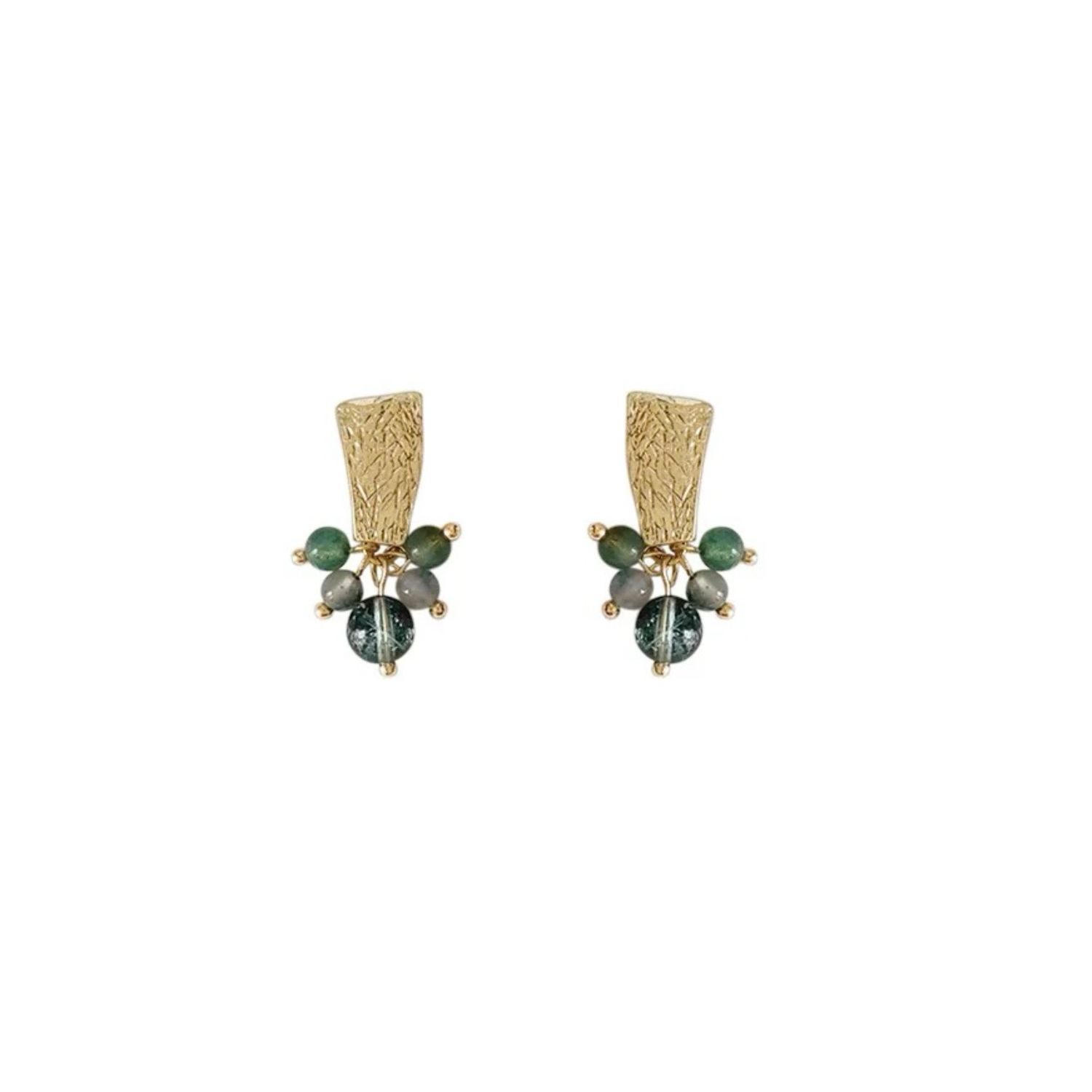 Green Natural Stone Stud Earrings