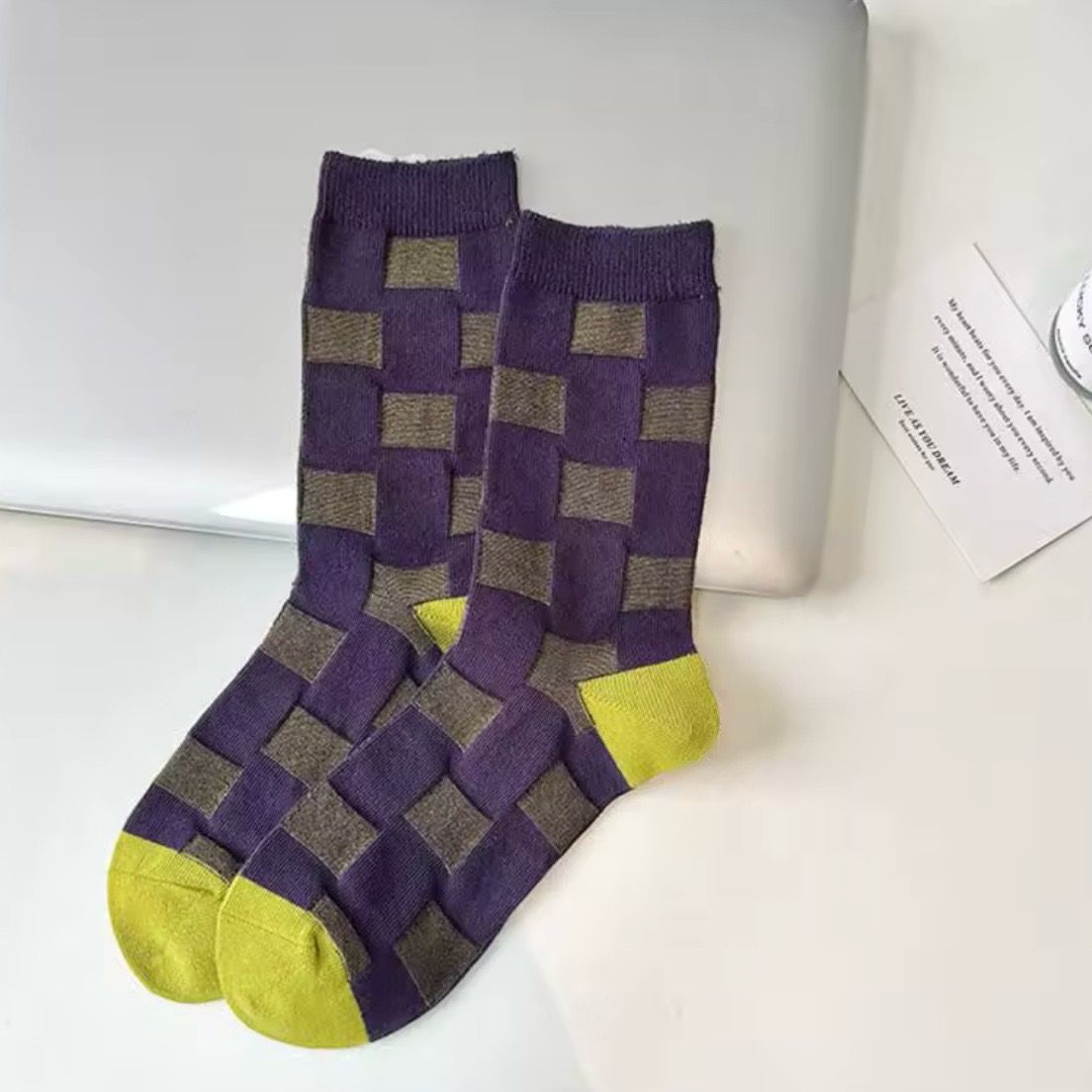 Purple Squares Socks