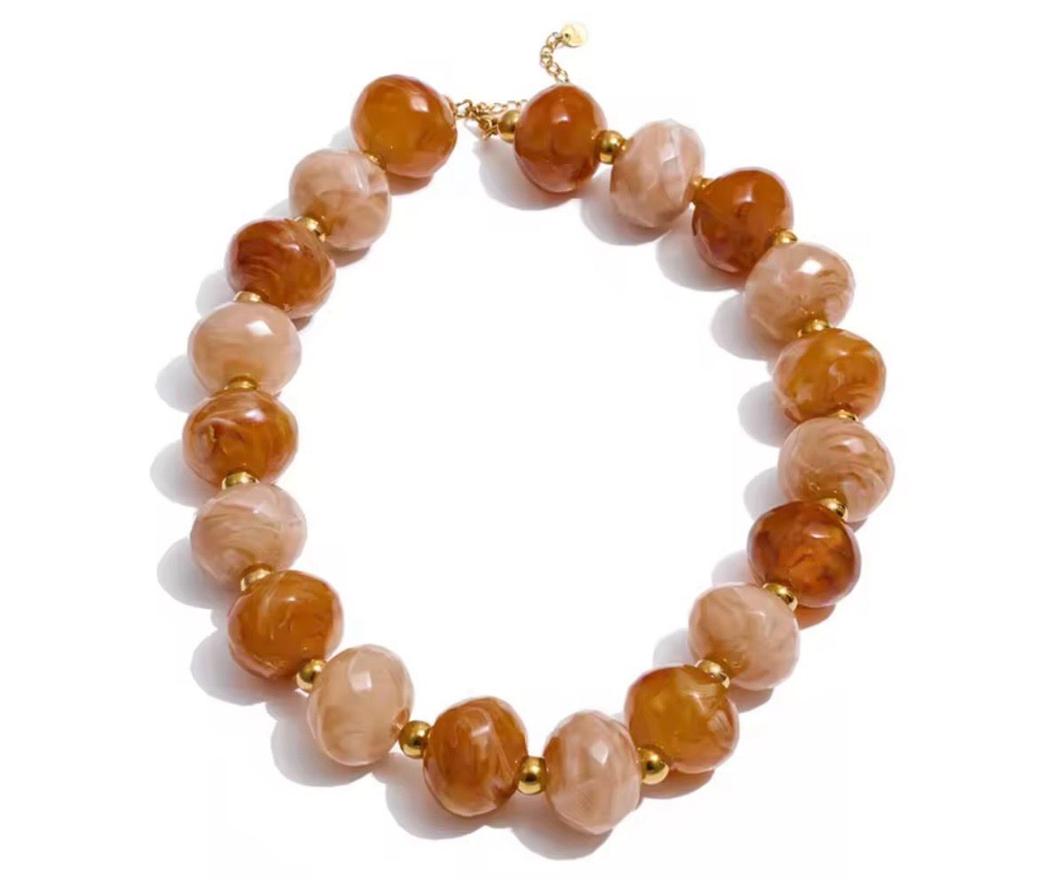 Brown Resin Round Necklace