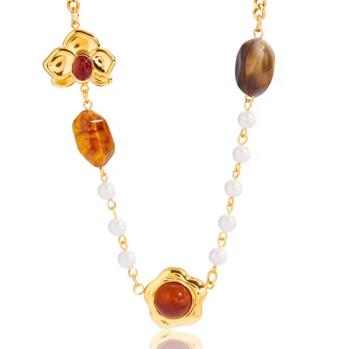 Red Agate Tiger Eye Stone Necklace