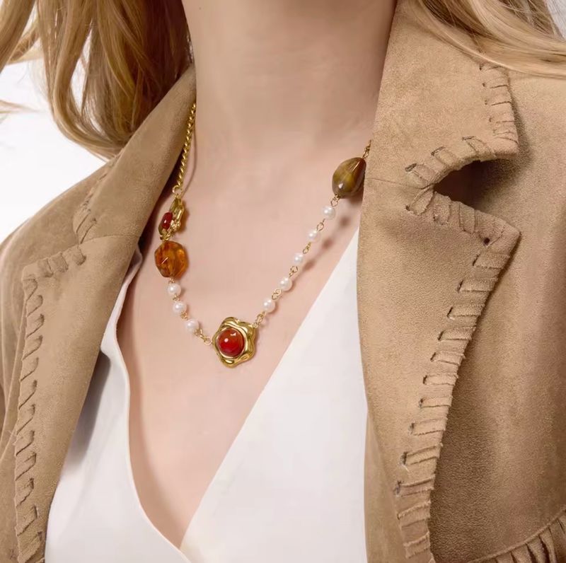 Red Agate Tiger Eye Stone Necklace