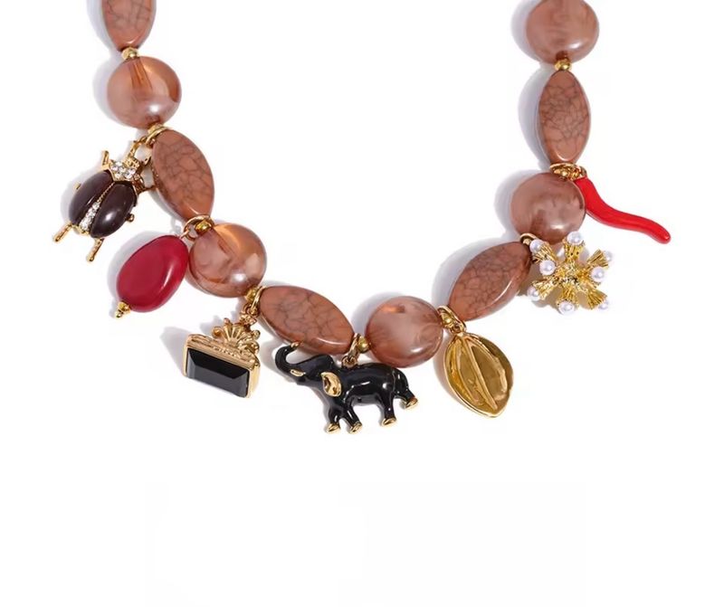 Acrylic Beads Chain Beetle Elephant Necklace