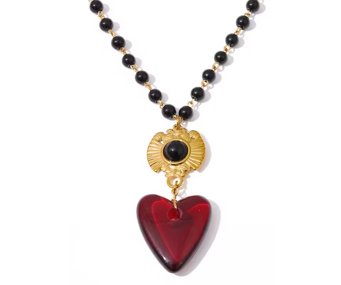 Red Heart Beads Necklace