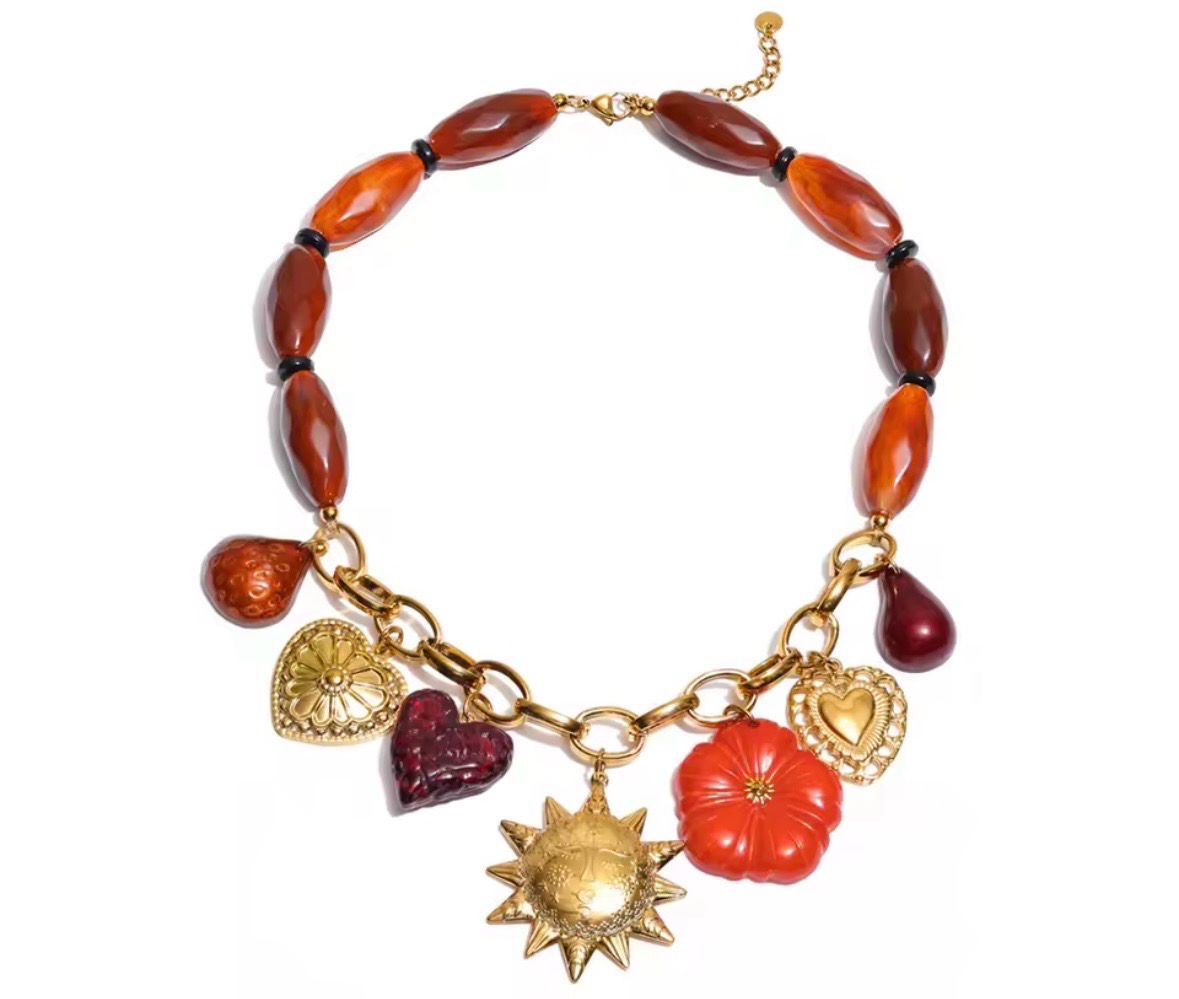 Flower Charm Pendant Necklace