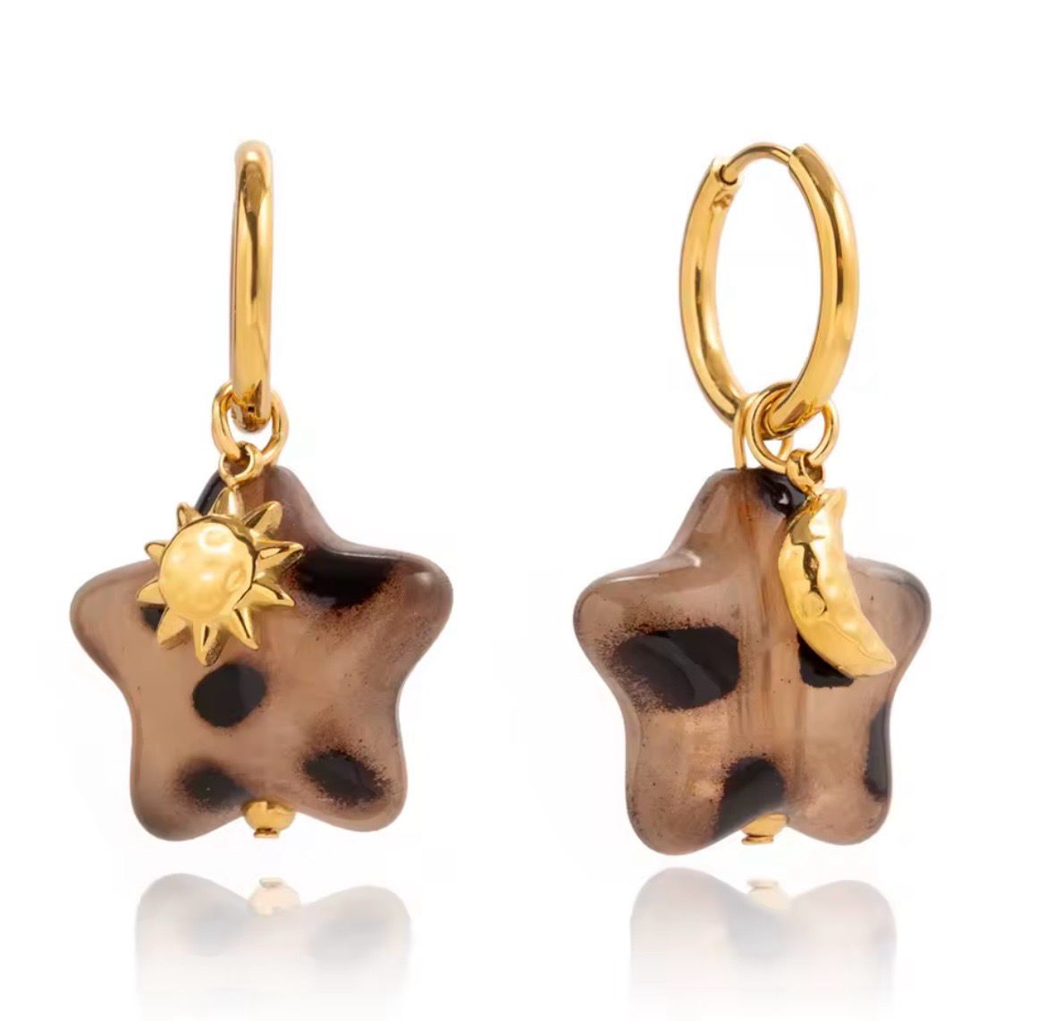 Leopard Print Acrylic Star Drop Earrings