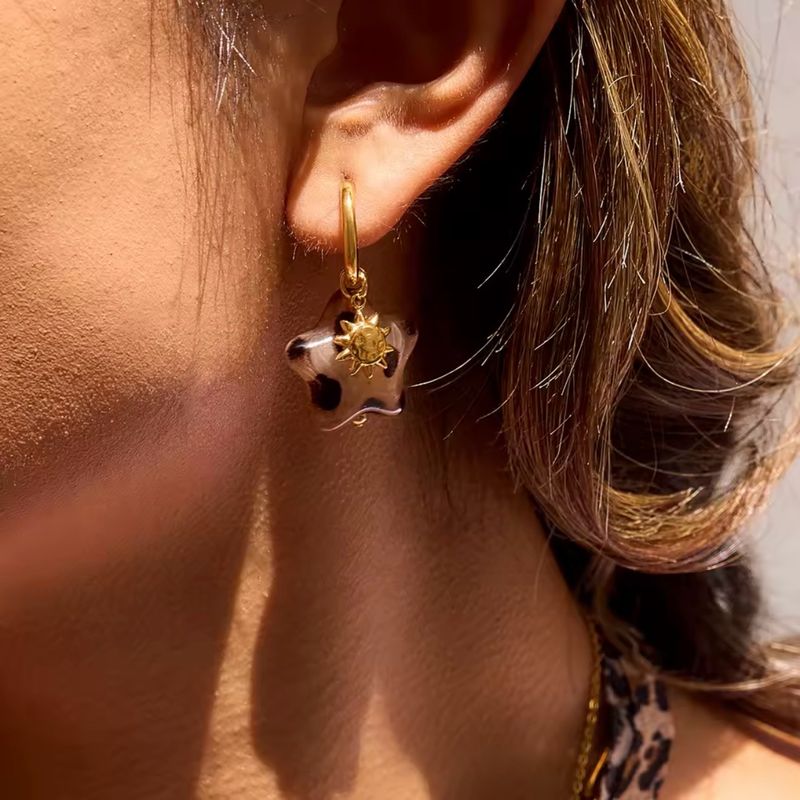 Leopard Print Acrylic Star Drop Earrings