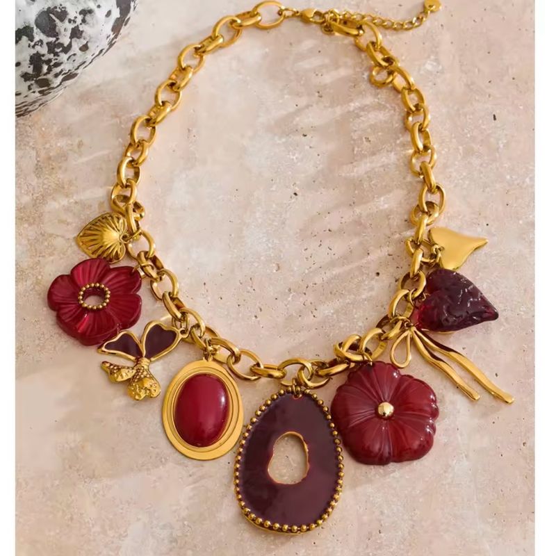 Flower Charm Pendant Necklace