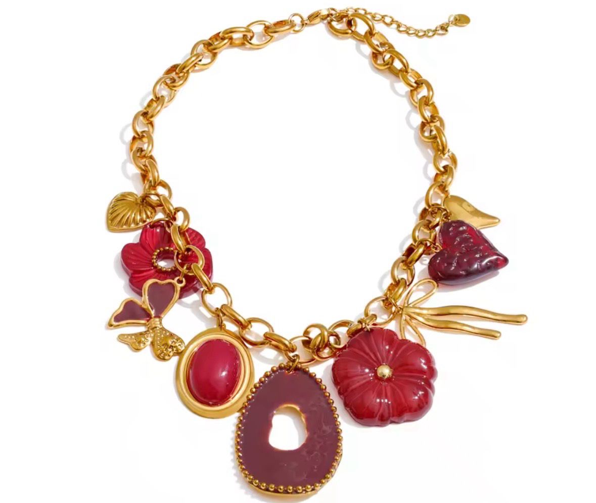 Flower Charm Pendant Necklace