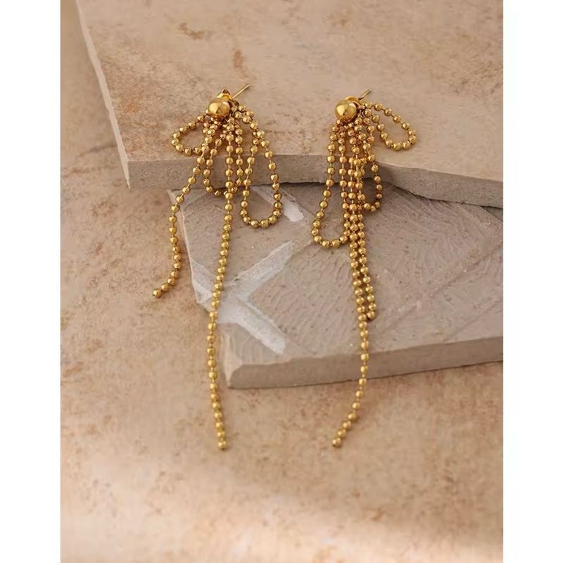 Gold &amp; Silver Beads Tassel Earrings