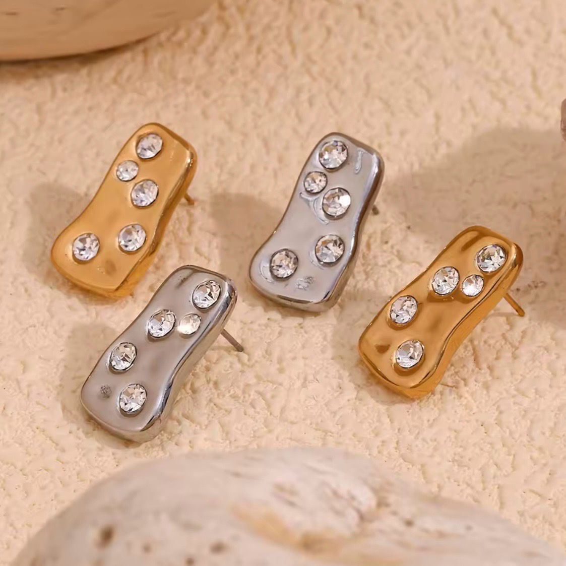 Silver &amp; Gold Irregular Earrings