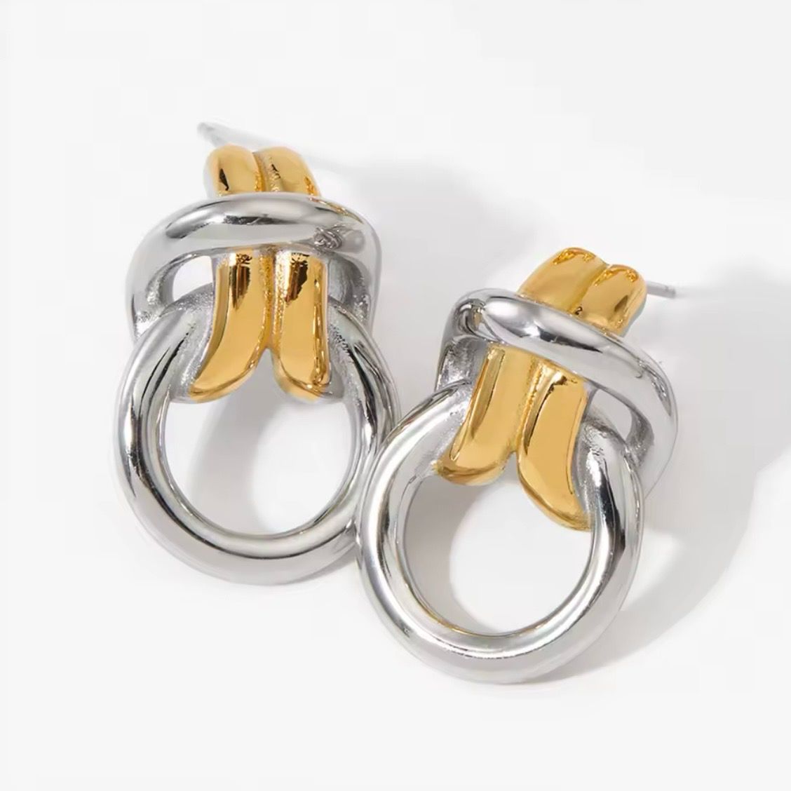 Silver Gold Geometric Earrings