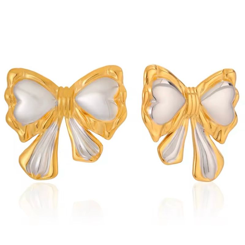 Silver Gold Bow Earrings