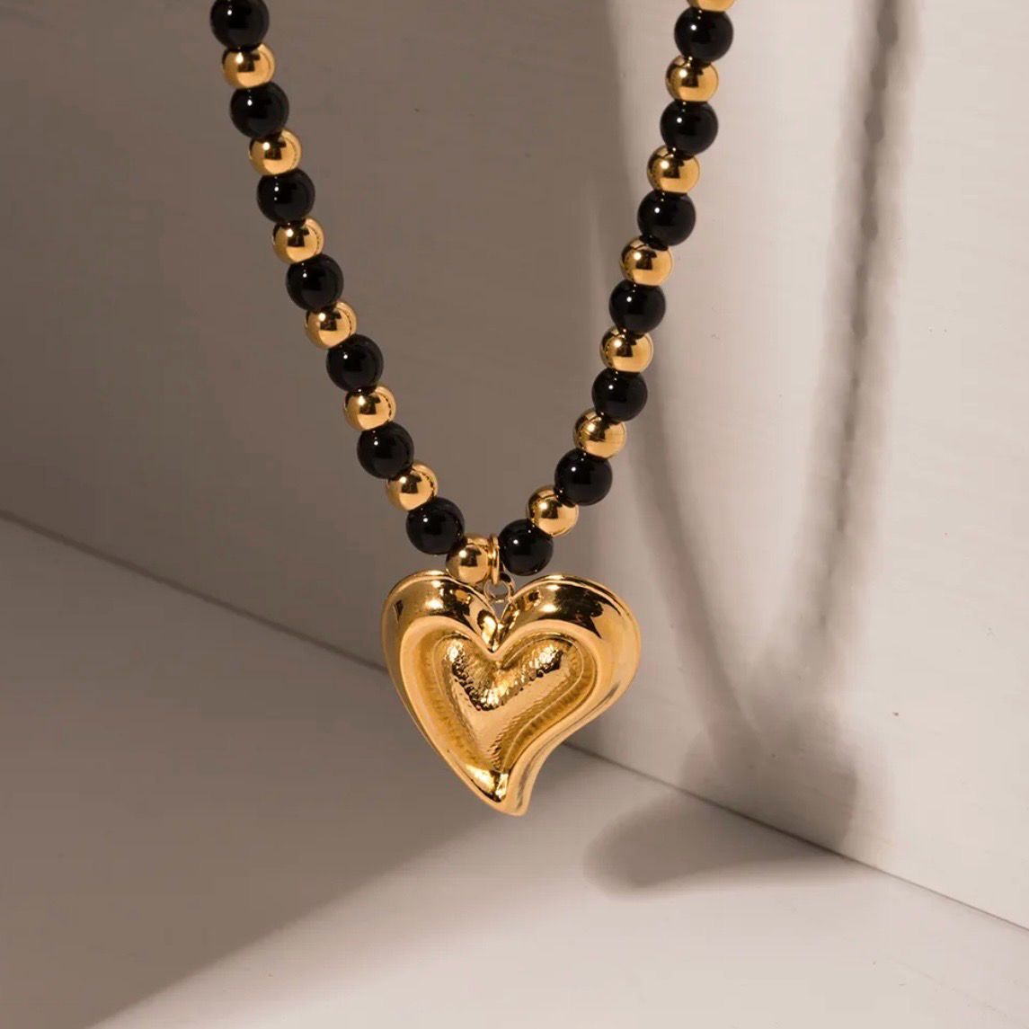Black Gold Heart Necklace