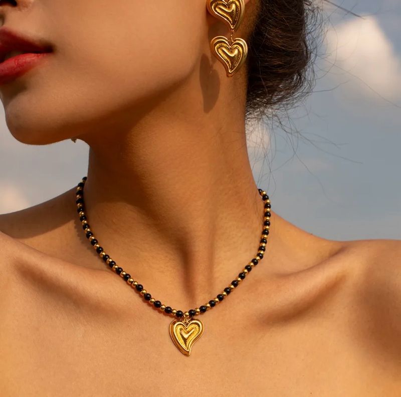 Black Gold Heart Necklace